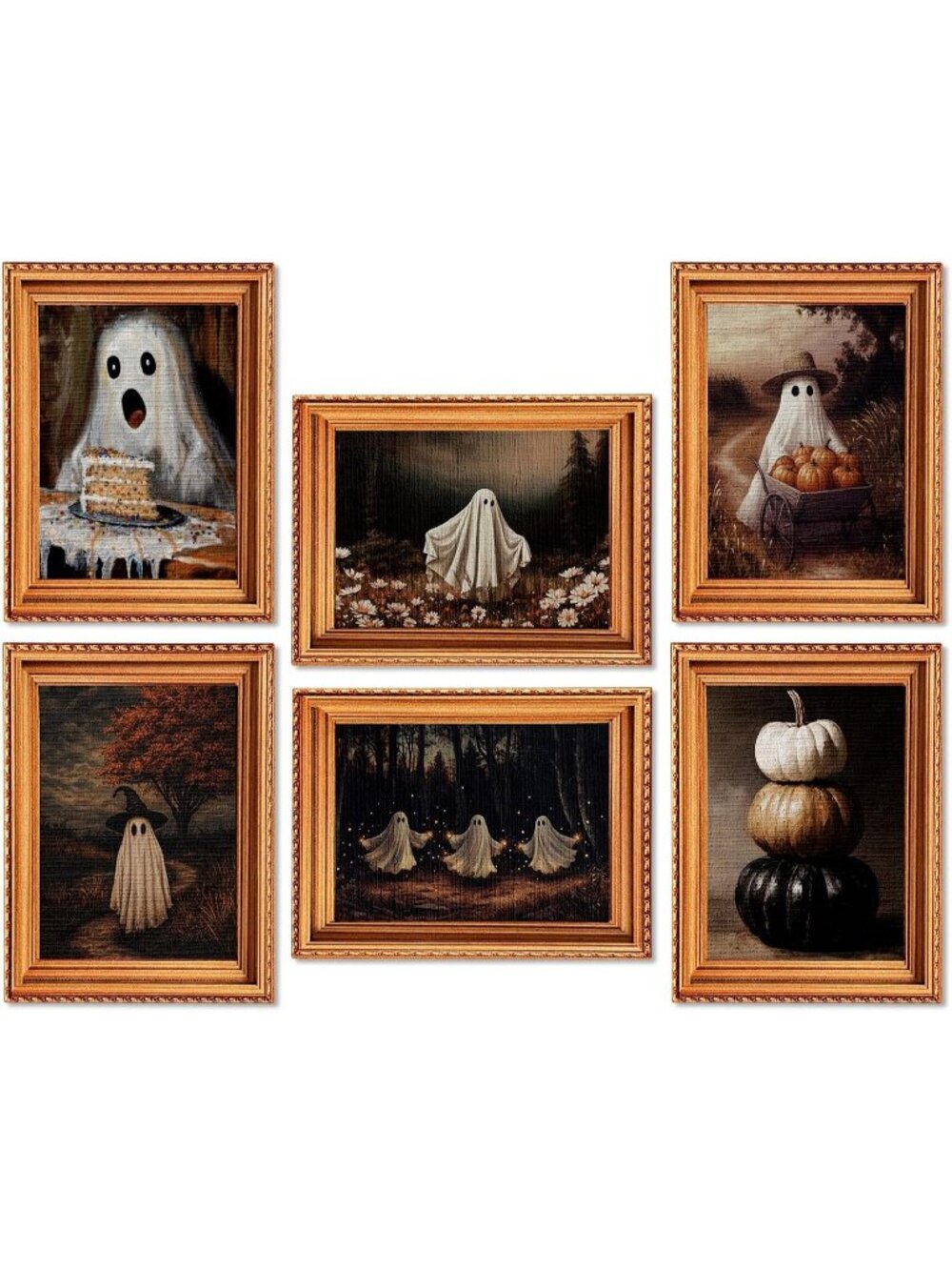 6 Pcs Halloween Fridge Magnets 3D Wooden Ghost Pumpkin Spooky Decorations